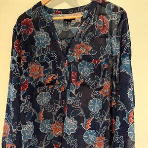 GAP Floral Blouse - Blue and Red